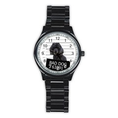 Bad Dog Stainless Steel Round Watch by Valentinaart