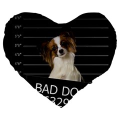 Bad Dog Large 19  Premium Flano Heart Shape Cushions by Valentinaart