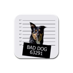 Bad Dog Rubber Square Coaster (4 Pack)  by Valentinaart