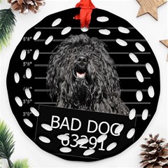 Bad Dog Round Filigree Ornament (two Sides) by Valentinaart