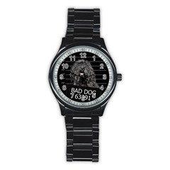 Bad Dog Stainless Steel Round Watch by Valentinaart