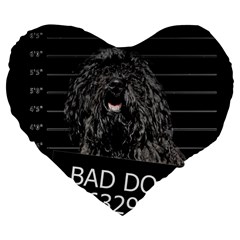 Bad Dog Large 19  Premium Flano Heart Shape Cushions by Valentinaart