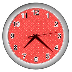 Decorative Retro Hearts Pattern  Wall Clocks (silver)  by TastefulDesigns