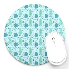 Flowers And Leaves Pattern Round Mousepads by TastefulDesigns