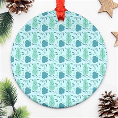 Flowers And Leaves Pattern Ornament (round) by TastefulDesigns