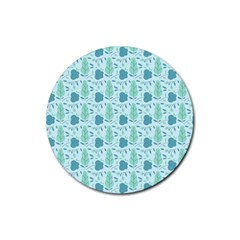 Flowers And Leaves Pattern Rubber Round Coaster (4 Pack)  by TastefulDesigns