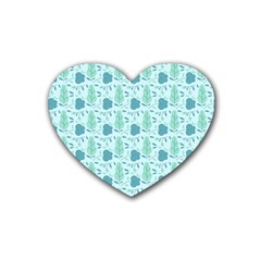 Flowers And Leaves Pattern Rubber Coaster (heart)  by TastefulDesigns