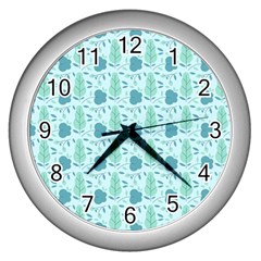 Seamless Floral Background  Wall Clocks (silver)  by TastefulDesigns