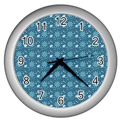 Seamless Floral Background  Wall Clocks (silver)  by TastefulDesigns