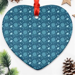 Seamless Floral Background  Heart Ornament (two Sides) by TastefulDesigns