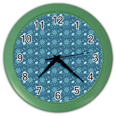 Seamless Floral Background  Color Wall Clocks by TastefulDesigns