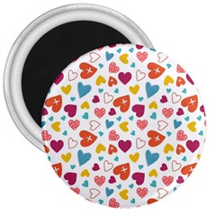 Colorful Bright Hearts Pattern 3  Magnets by TastefulDesigns