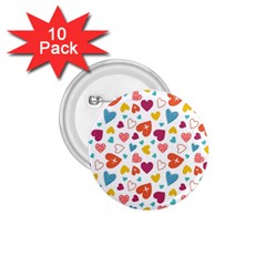 Colorful Bright Hearts Pattern 1 75  Buttons (10 Pack) by TastefulDesigns