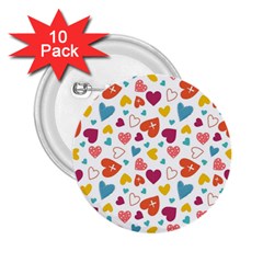 Colorful Bright Hearts Pattern 2 25  Buttons (10 Pack)  by TastefulDesigns