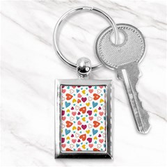 Colorful Bright Hearts Pattern Key Chains (rectangle)  by TastefulDesigns