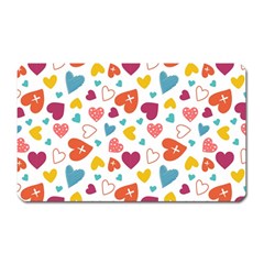 Colorful Bright Hearts Pattern Magnet (rectangular) by TastefulDesigns