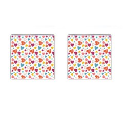 Colorful Bright Hearts Pattern Cufflinks (square) by TastefulDesigns