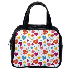 Colorful Bright Hearts Pattern Classic Handbags (one Side) by TastefulDesigns