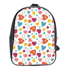 Colorful Bright Hearts Pattern School Bags(large)  by TastefulDesigns