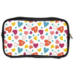 Colorful Bright Hearts Pattern Toiletries Bags by TastefulDesigns