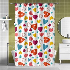 Colorful Bright Hearts Pattern Shower Curtain 48  X 72  (small)  by TastefulDesigns