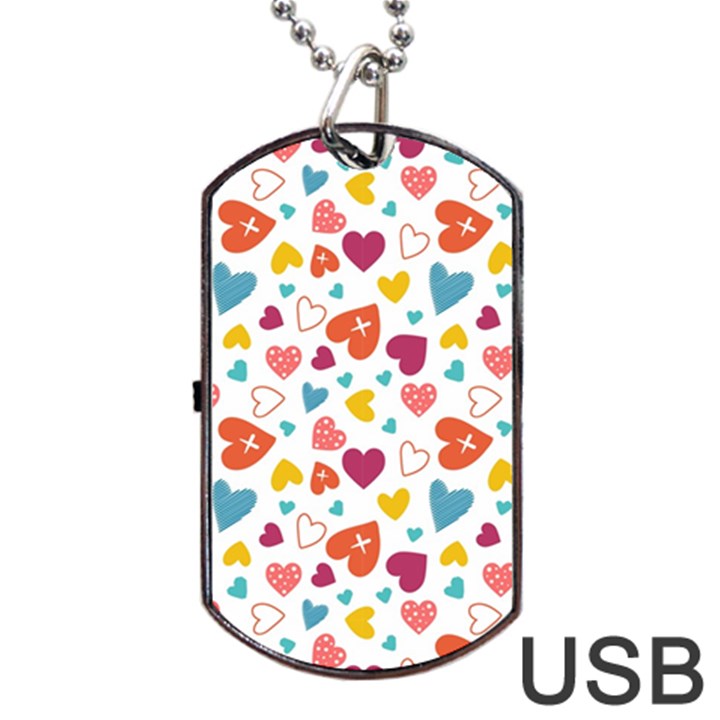 Colorful Bright Hearts Pattern Dog Tag USB Flash (One Side)