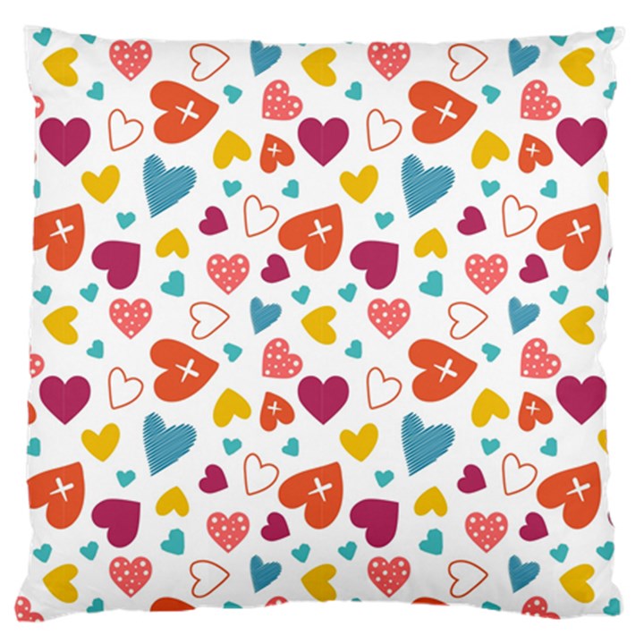 Colorful Bright Hearts Pattern Large Cushion Case (Two Sides)