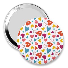 Colorful Bright Hearts Pattern 3  Handbag Mirrors by TastefulDesigns