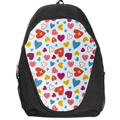 Colorful Bright Hearts Pattern Backpack Bag by TastefulDesigns