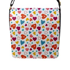 Colorful Bright Hearts Pattern Flap Messenger Bag (l)  by TastefulDesigns