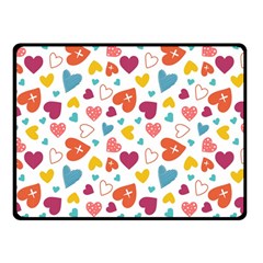 Colorful Bright Hearts Pattern Double Sided Fleece Blanket (small)  by TastefulDesigns