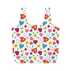 Colorful Bright Hearts Pattern Full Print Recycle Bags (m)  by TastefulDesigns