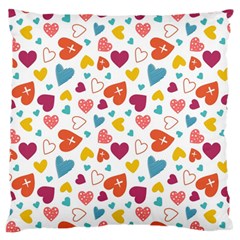 Colorful Bright Hearts Pattern Large Flano Cushion Case (two Sides) by TastefulDesigns