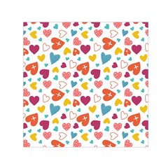 Colorful Bright Hearts Pattern Small Satin Scarf (square) by TastefulDesigns