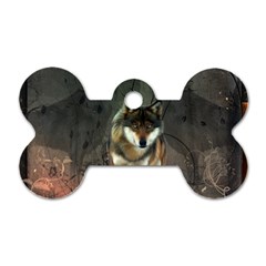 Awesome Wolf In The Night Dog Tag Bone (two Sides) by FantasyWorld7