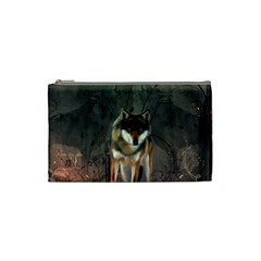 Awesome Wolf In The Night Cosmetic Bag (small)  by FantasyWorld7