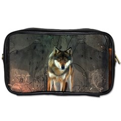 Awesome Wolf In The Night Toiletries Bags 2-side by FantasyWorld7