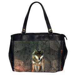 Awesome Wolf In The Night Office Handbags (2 Sides)  by FantasyWorld7