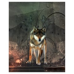 Awesome Wolf In The Night Drawstring Bag (small) by FantasyWorld7