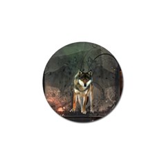 Awesome Wolf In The Night Golf Ball Marker by FantasyWorld7