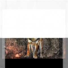 Awesome Wolf In The Night Rectangular Jigsaw Puzzl by FantasyWorld7