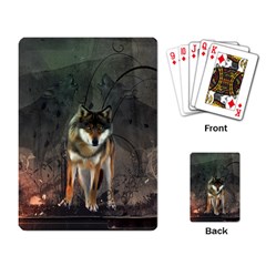 Awesome Wolf In The Night Playing Card by FantasyWorld7