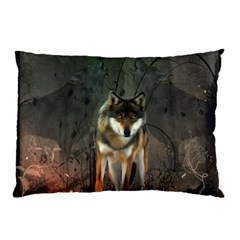 Awesome Wolf In The Night Pillow Case by FantasyWorld7