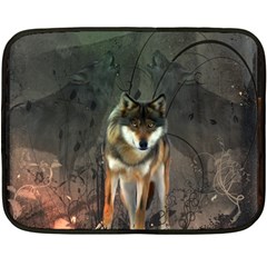 Awesome Wolf In The Night Fleece Blanket (mini) by FantasyWorld7