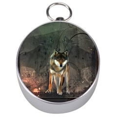 Awesome Wolf In The Night Silver Compasses by FantasyWorld7