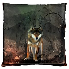 Awesome Wolf In The Night Standard Flano Cushion Case (two Sides) by FantasyWorld7