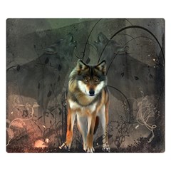 Awesome Wolf In The Night Double Sided Flano Blanket (small)  by FantasyWorld7