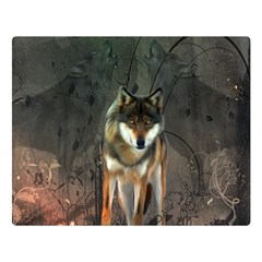 Awesome Wolf In The Night Double Sided Flano Blanket (large)  by FantasyWorld7