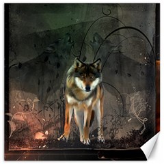 Awesome Wolf In The Night Canvas 16  X 16   by FantasyWorld7