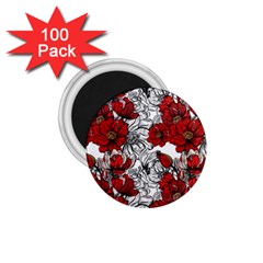 Hand Drawn Red Flowers Pattern 1 75  Magnets (100 Pack)  by TastefulDesigns